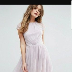 ASOS backless soft tulle pink dress.